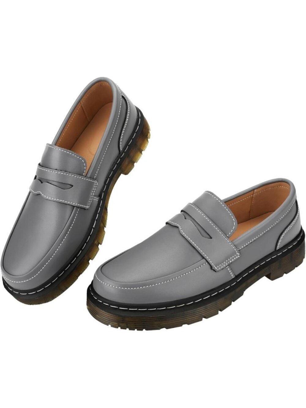Women's Grey Classic Penny Loafers Fashion Driving Moccasins Shoes